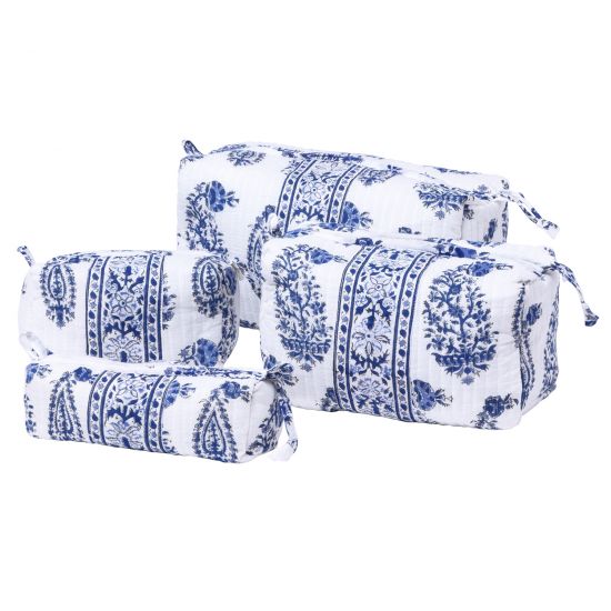 Malabar Paisley Makeup Bags Collection - Deep Blue